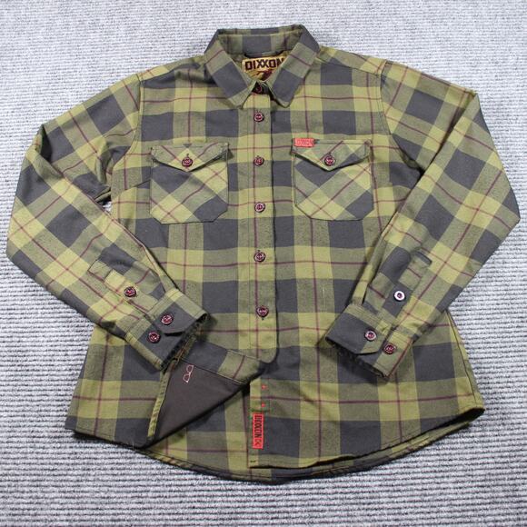 Dixxon Flannel 12 Gauge Womens Medium Green Black Plaid Button Up D Tech - Picture 1 of 7